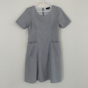 Roolee Front Pocket Short Sleeve Striped Dress